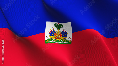 Haiti flag waving loop. Haitian flag blowing on wind.