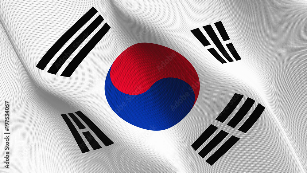 South Korea flag waving loop. South Korea flag blowing on wind. South Korea flag waving loop. South Korea flag blowing on wind.