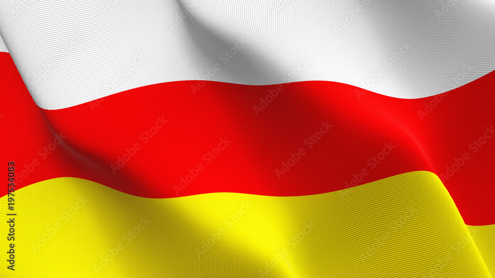 Naklejka premium Powiewająca pętla z flagą Osetii Południowej. Flaga Osetii Południowej wiejący na wietrze.