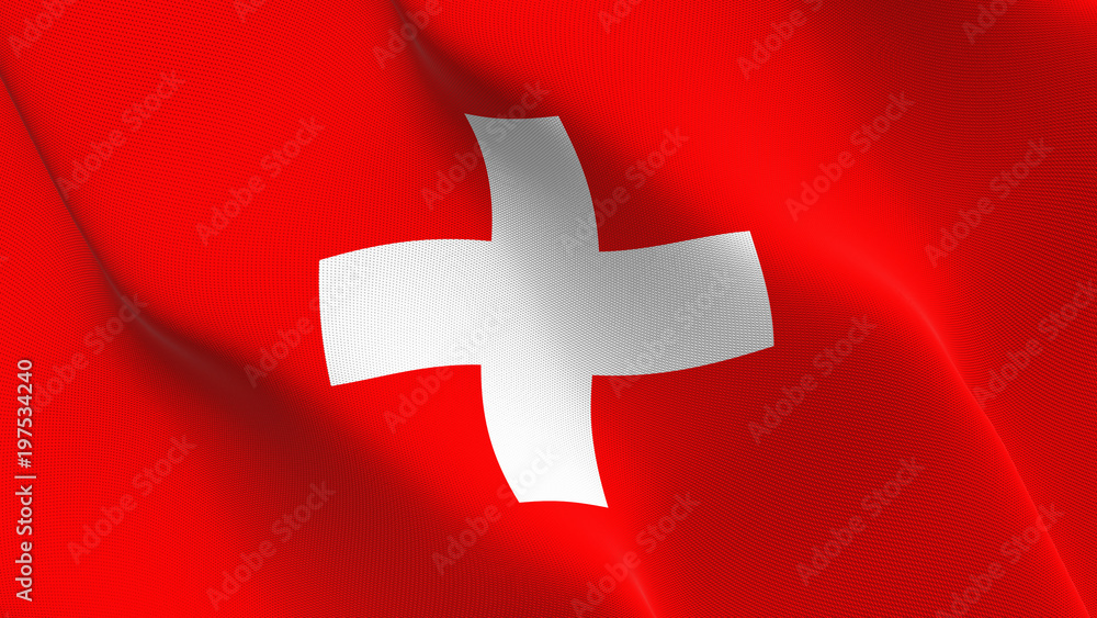 Switzerland flag waving loop. Swiss flag blowing on wind. Switzerland flag waving loop. Swiss flag blowing on wind.