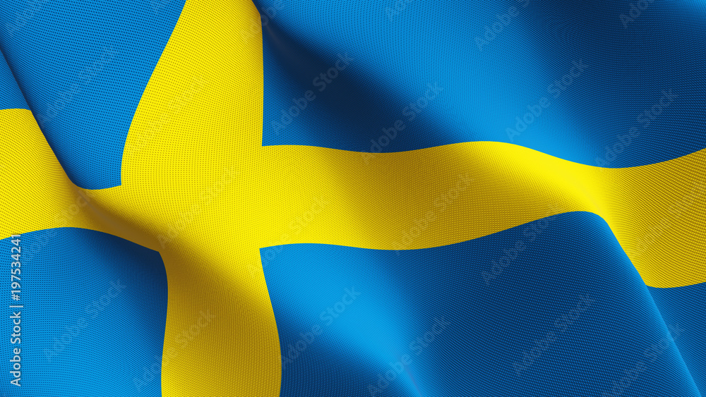 Sweden flag waving loop. Swedish flag blowing on wind. Stock Photo ...