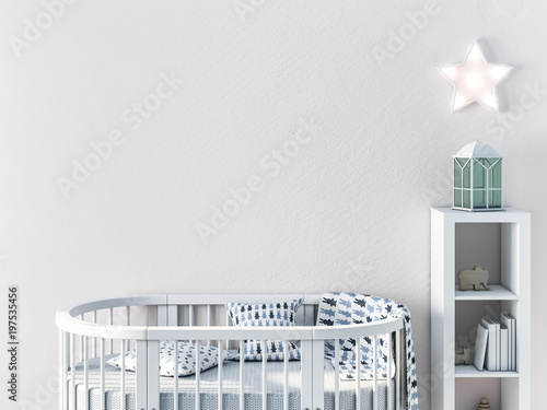 Mockup wall in child room 3d rendering