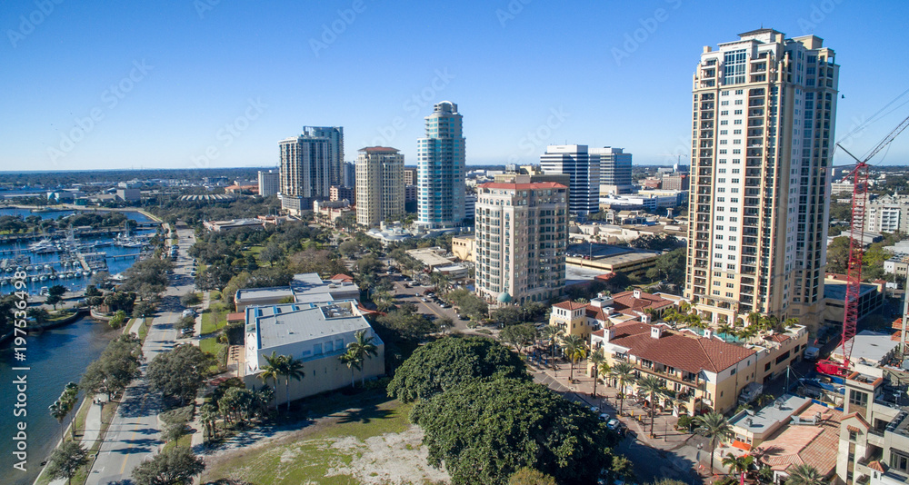 Aerial view of St Petersburg skyline, Florida