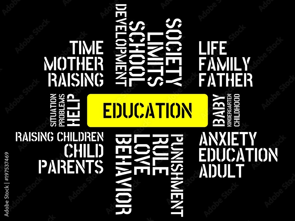 EDUCATION - image with words associated with the topic RAISING CHILDREN, word, image, illustration EDUCATION - image with words associated with the topic RAISING CHILDREN, word, image, illustration