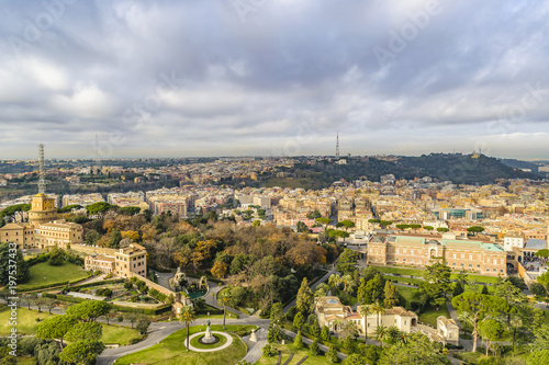 Vatican Gardens Aerial View at Saint Peter Basilica Viewpoint © danflcreativo