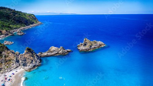 Beautiful aerial view of Tonnara Beach, Calabria