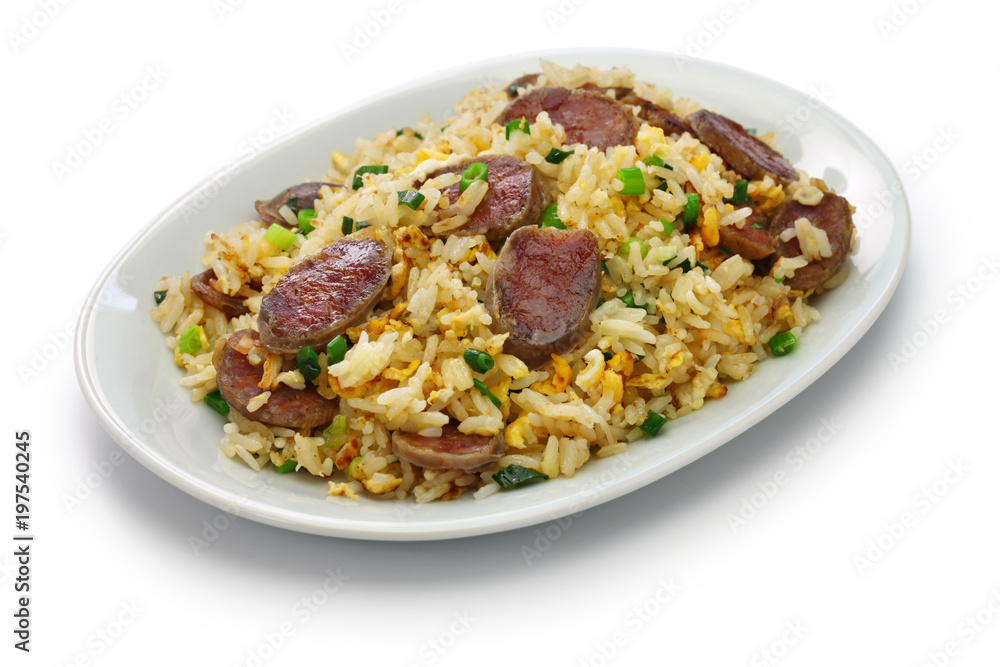 chinese sausage fried rice, xiang chang chao fan chinese sausage fried rice, xiang chang chao fan