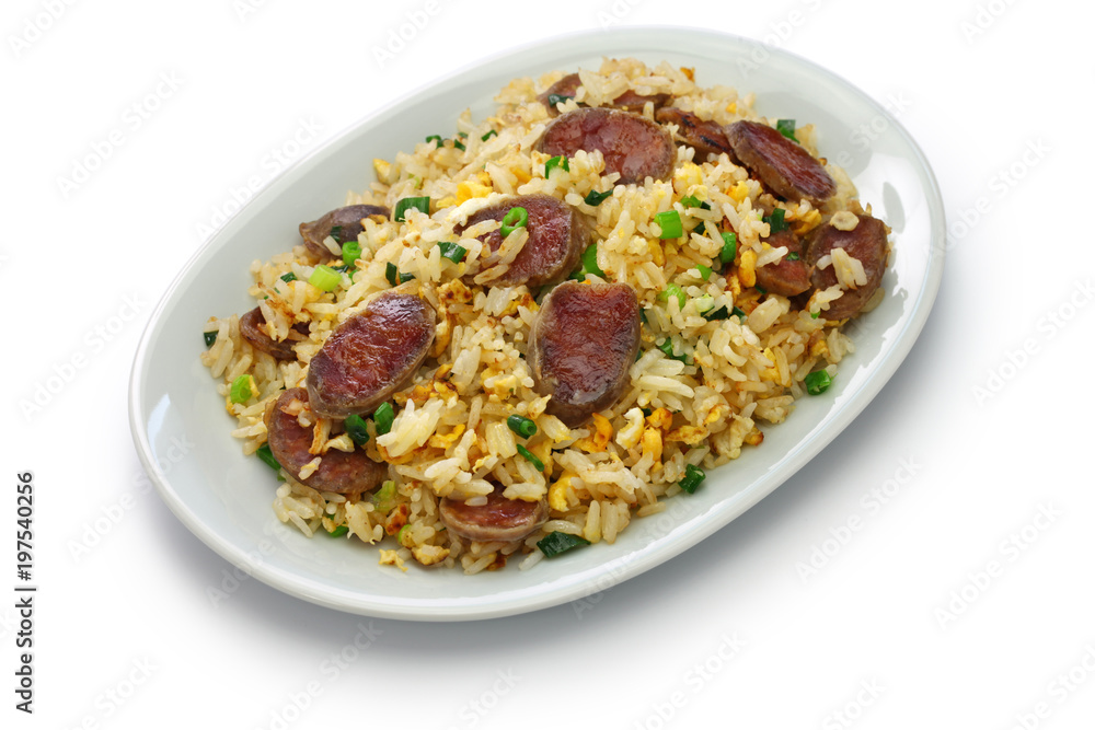 chinese sausage fried rice, xiang chang chao fan chinese sausage fried rice, xiang chang chao fan