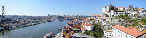 Beautiful River Douro in the city of Porto in Portugal. The city of Porto was chosen as the best tourist destination in Europe. This is a panoramic image.