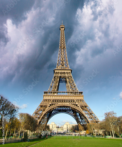 Thunderstorm over Eiffel Tower in Paris