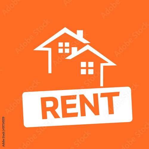 House for rent. Vector illustration in orange color