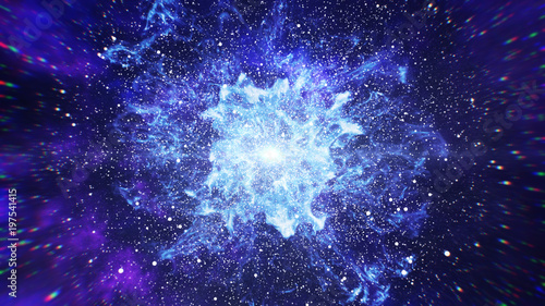 Schilderij op canvas Big Bang in Space, The Birth of the Universe 3d illustration