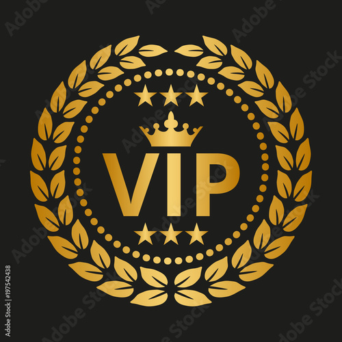 Vip label on black background