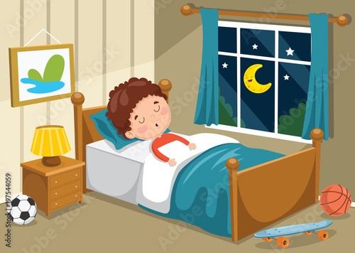 Vector Illustration Of Kid Sleeping
