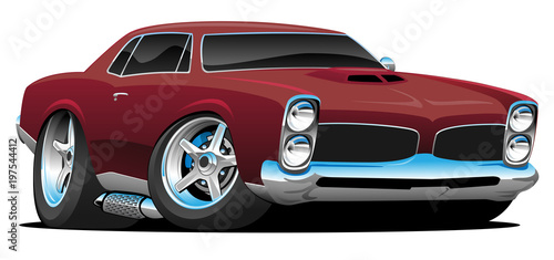 Classic American Muscle Car Cartoon Vector Illustration © hobrath