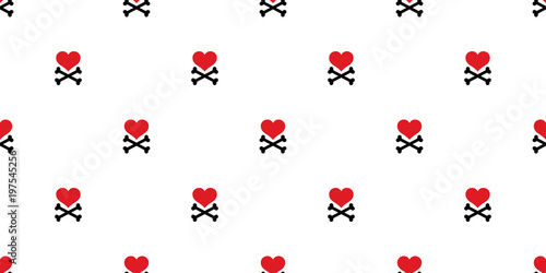 Heart cross bone pirate seamless pattern skull isolated love Valentine Halloween wallpaper