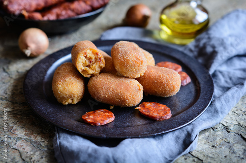 Chorizo croquettes - traditional Spanish food