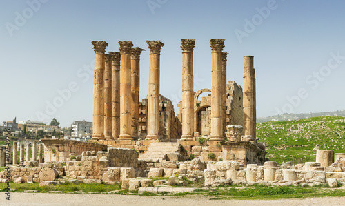 little group of columns and ruins of antique cathedral