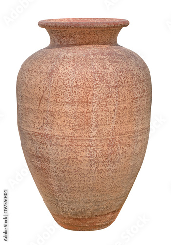 Terracotta pottery vase isolated on white