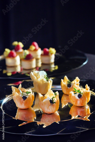 catering table with canape