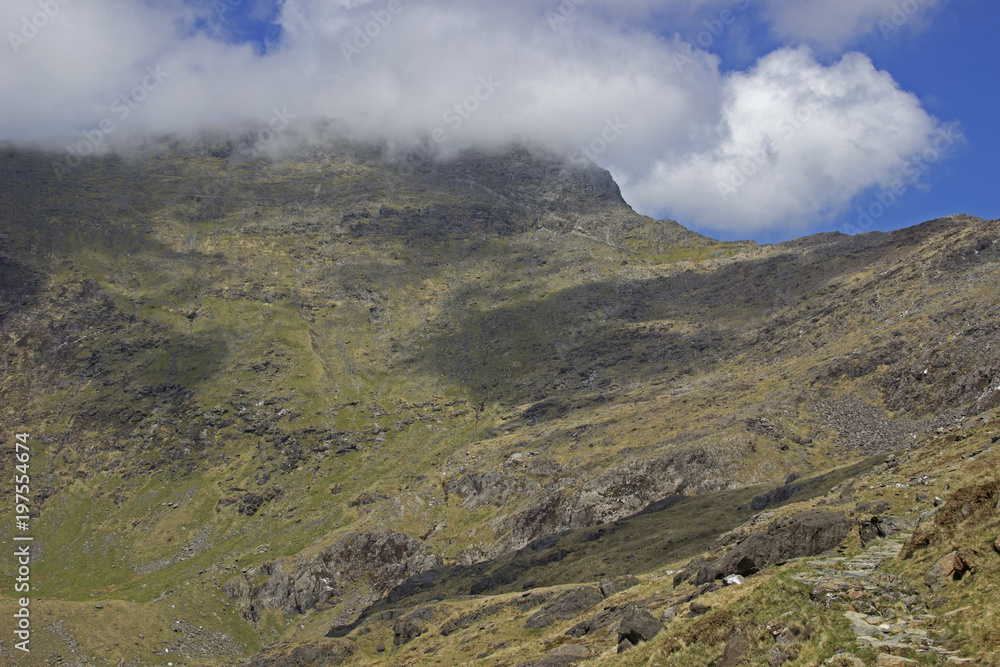 Fluffy clouds at the summit of Snowdon. Fluffy clouds at the summit of Snowdon.