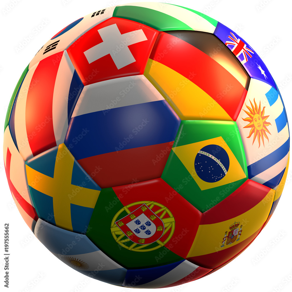 various national flags soccer ball 3d rendering various national flags soccer ball 3d rendering
