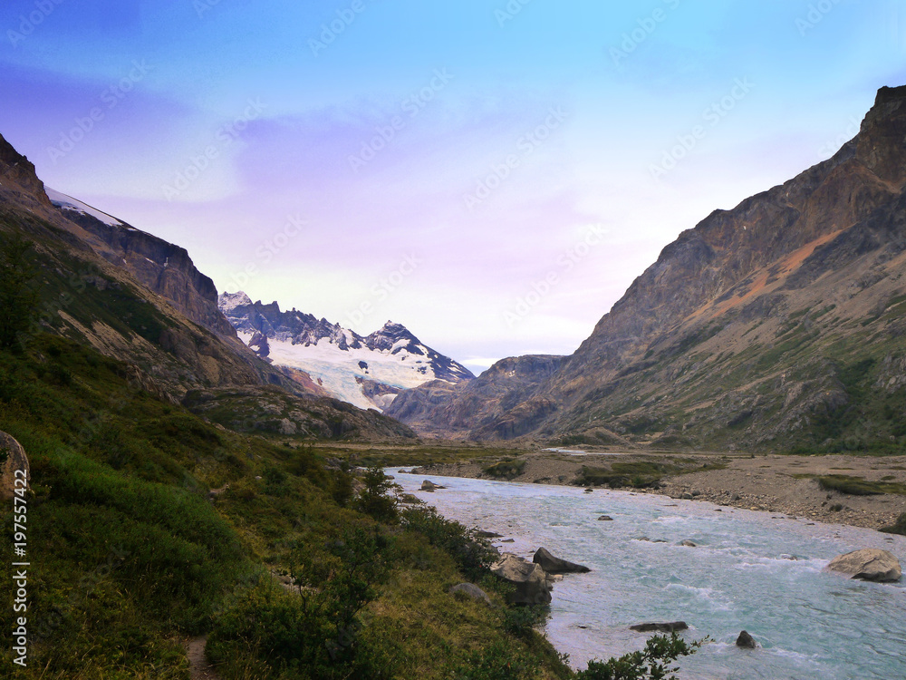 Rio Electrico with the Marconi Glacier in the background, near El Chalten Patagonia Argentina