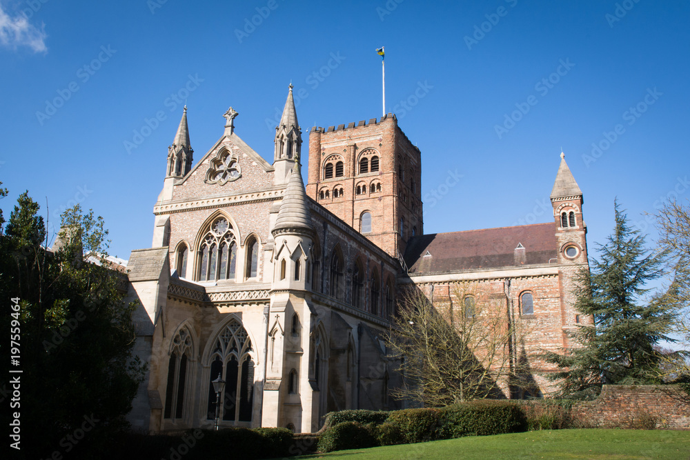 Cathedral exterior, outside a church in daylight Cathedral exterior, outside a church in daylight