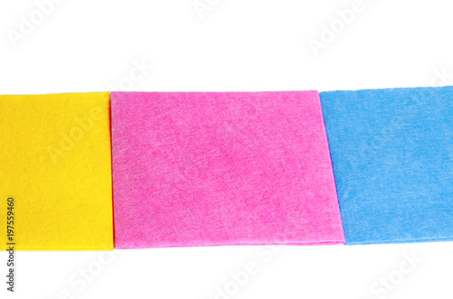 Принти на полотні Multicolored rags for cleaning on a white background