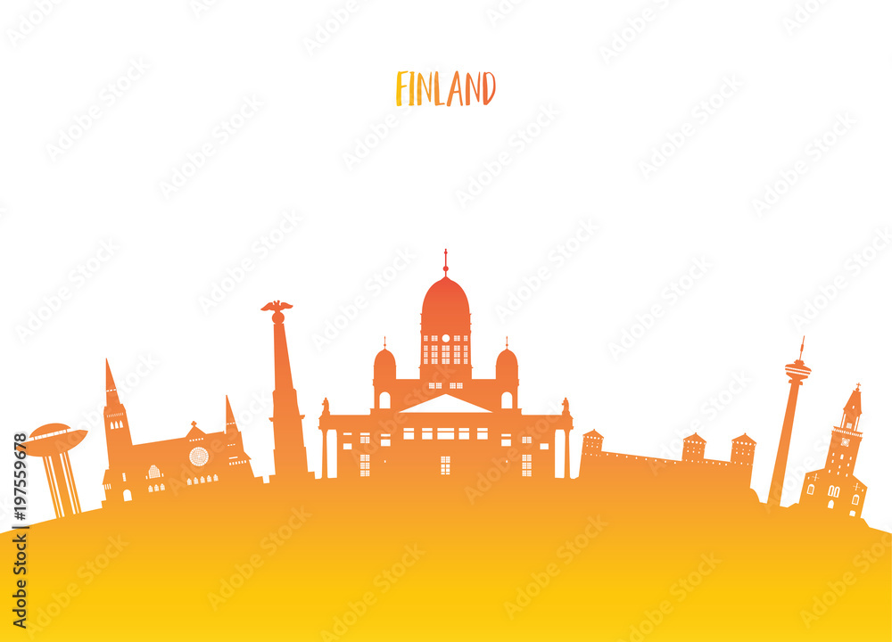 Finland Landmark Global Travel And Journey paper background. Vector Design Template.used for your advertisement, book, banner, template, travel business or presentation.