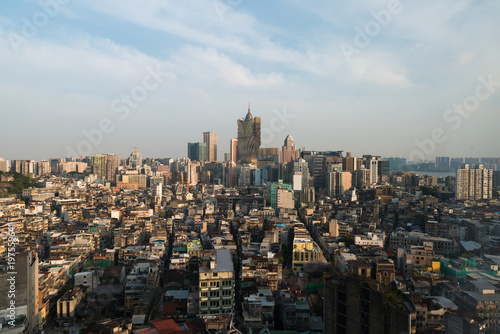 Image of Macau  Macao   China. Skyscraper hotel and casino building at downtown in Macau  Macao .