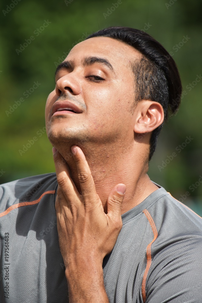 Fototapeta premium Male Athlete With Sore Throat