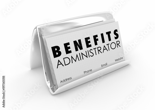 Benefits Administrator Health Care Employment HR Business Card 3d Illustration