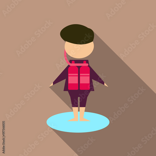 Vector illustration of scuba diver boy