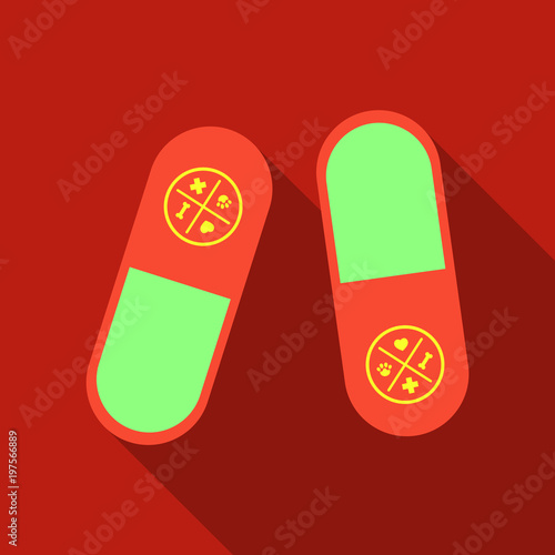 Pet drugs, vitamins. Outline vector illustration isolated on background for advertising banners, flyers, posters and other items.