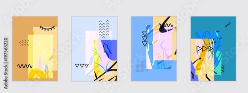 Set of artistic abstract universal card templates