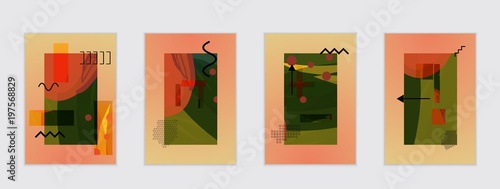 Set of artistic abstract universal card templates