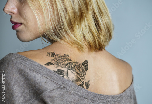 Back tattoo of a woman