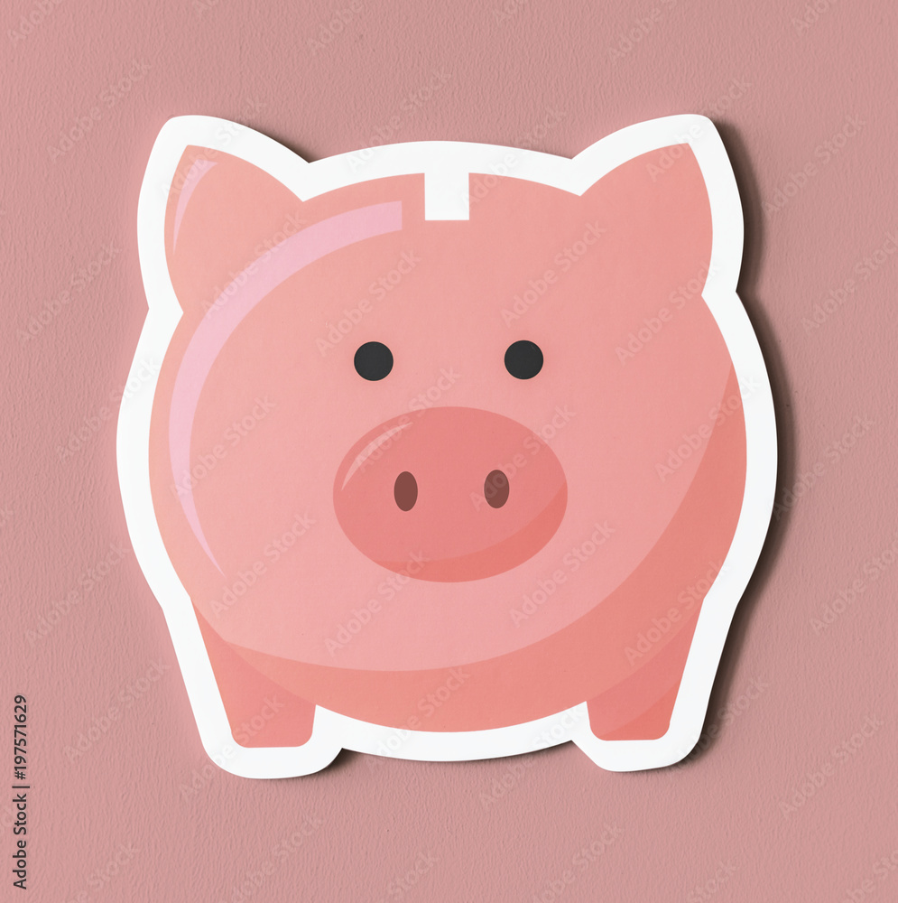 Pink piggy bank savings icon Pink piggy bank savings icon