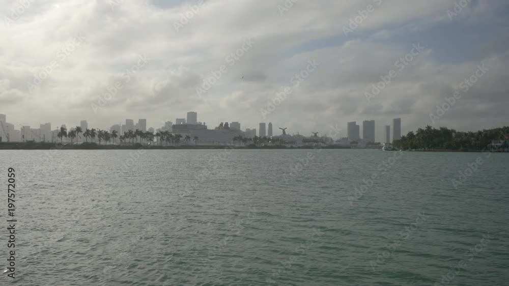 Miami seen on a cloudy day from the bay Miami seen on a cloudy day from the bay