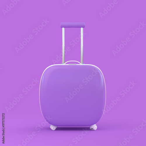Travel suitcase violet color isolated with clipping path and mock-up
