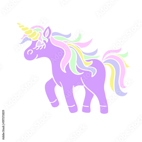 Walking unicorn icon on the white background