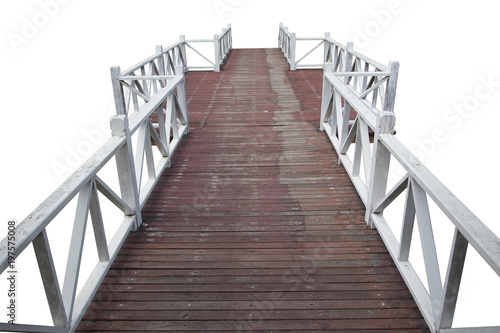 wooden footbridge isolated on am  isolated white background
