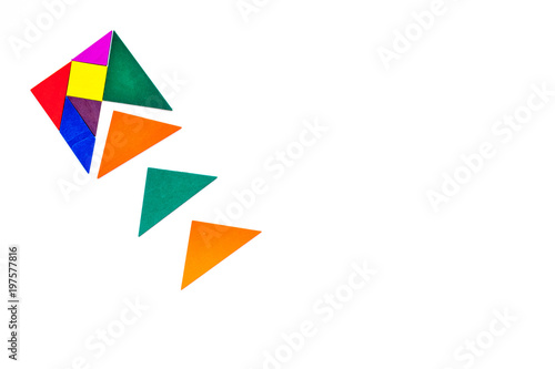 Free Download pieces of bright paper for puzzle on white office background top view mockup - GFXLoad