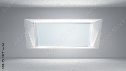 Wallpaper Mural 3d Render high key empty space concrete room with bright window . Torontodigital.ca