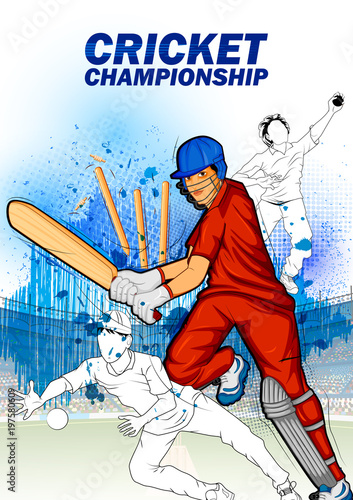 Batsman sports Player playing game of cricket