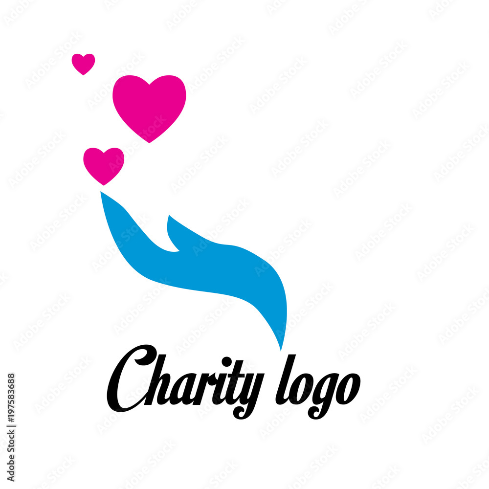 Obraz premium charity logo design with hand and heart icon