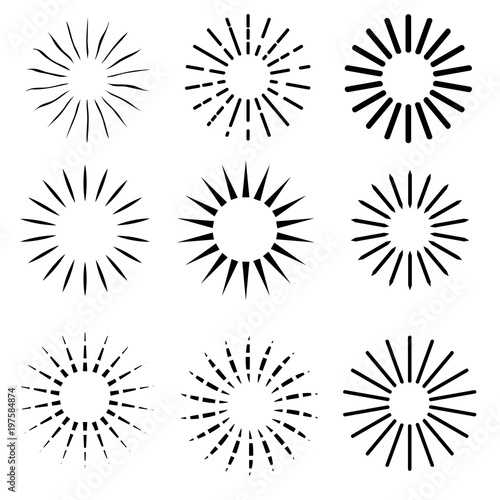 9 Style of Sunburst, at white background