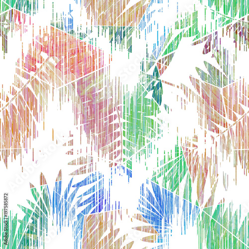 Obraz na płótnie Tropikalny wzór z kolorowy efekt akwareli.