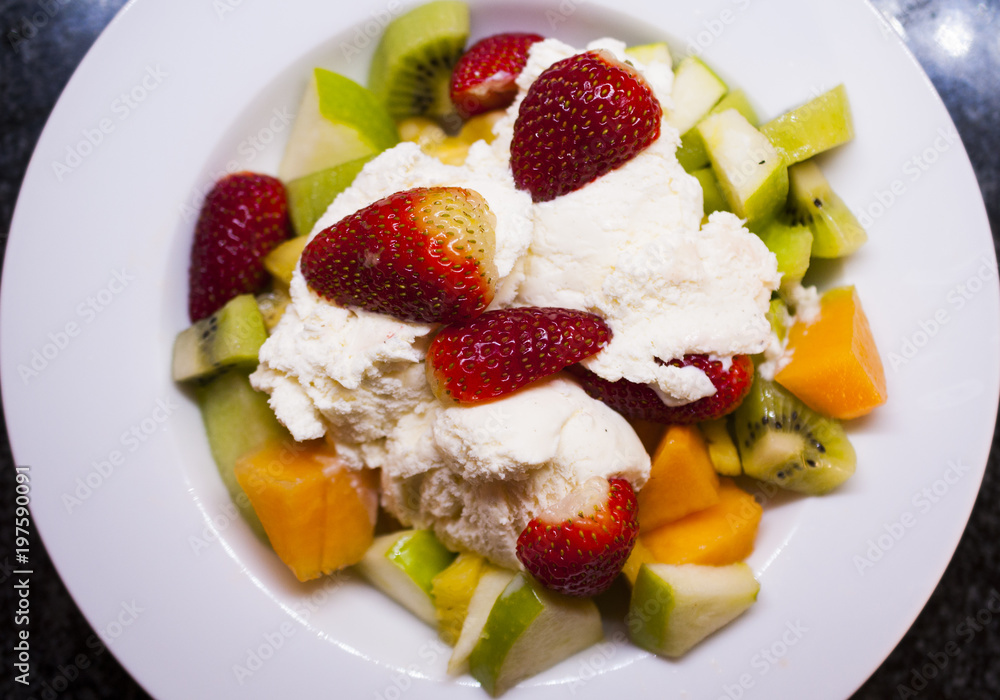 Fruit Salad and Vanilla Ice Cream Fruit Salad and Vanilla Ice Cream